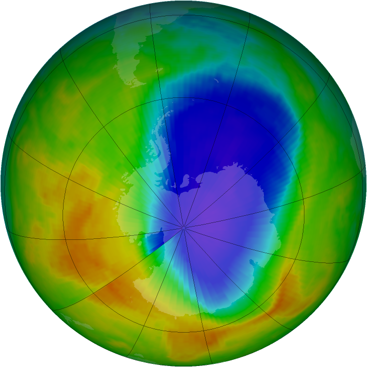 Antarctic ozone map for 26 October 2000